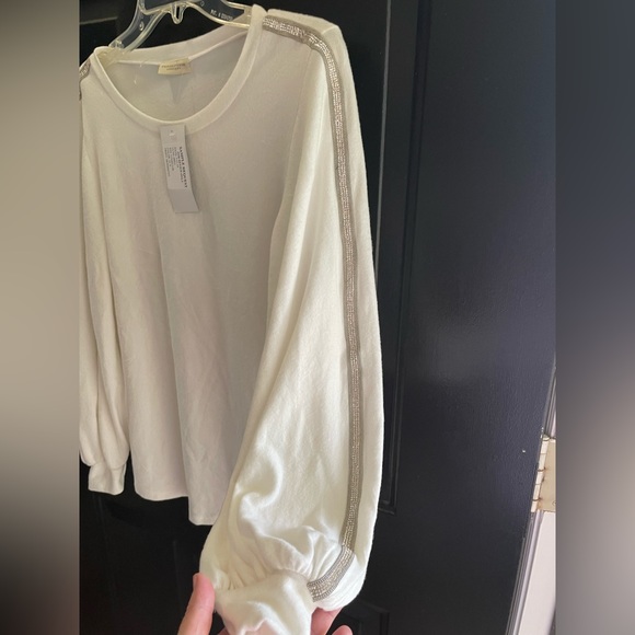Perception Concept Jeweled Sleeve Sweater stretchy so soft! Size Large L nwt - Picture 9 of 15